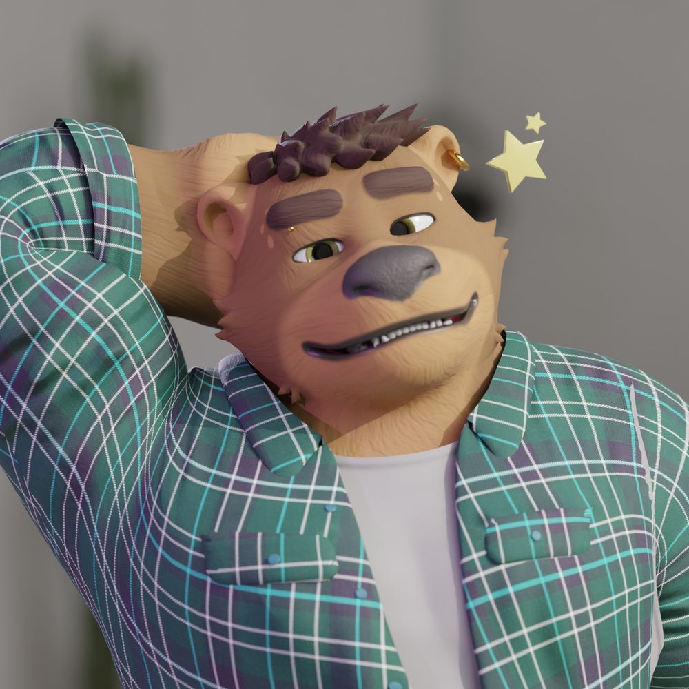 me, a smiling 3d bear, thankful all the internet creatures like my stuff