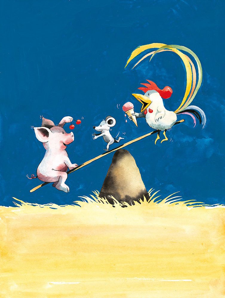 Ilustración del libro "Los tres amigos" de Helme Heine