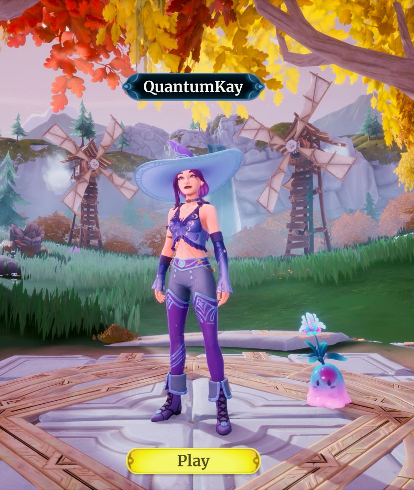 wearing my purple witchy outfit with my little goobi!! 💜