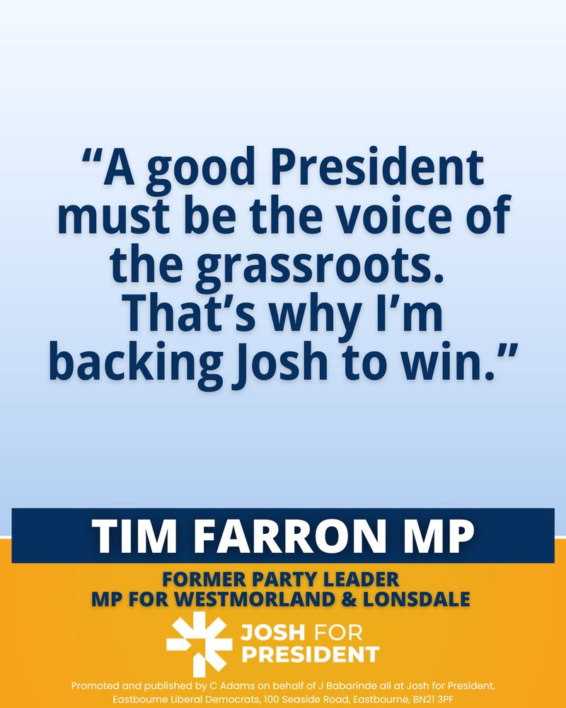 A good President must be the voice of the grassroots. That’s why I’m backing Josh to win.