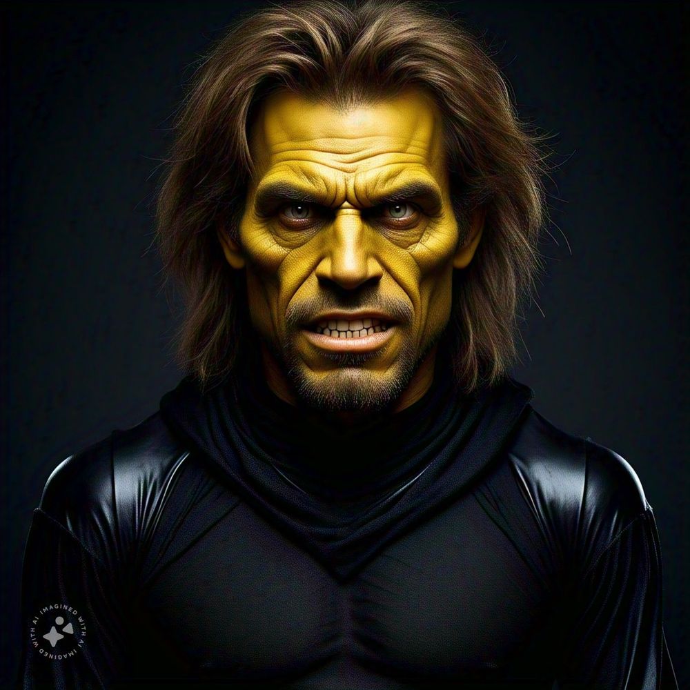 Imagem de um homem amarelo que seria a interpretação do META AI para a descrição literal de Snape dos livros de Harry Potter