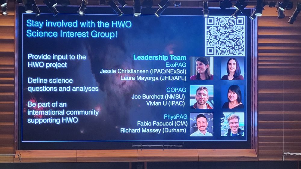 Slide with QR code, pictures and names of people, info about joining a group