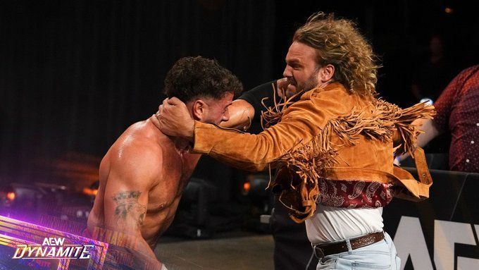 MJF brawling with Hangman from last week's Dynamite