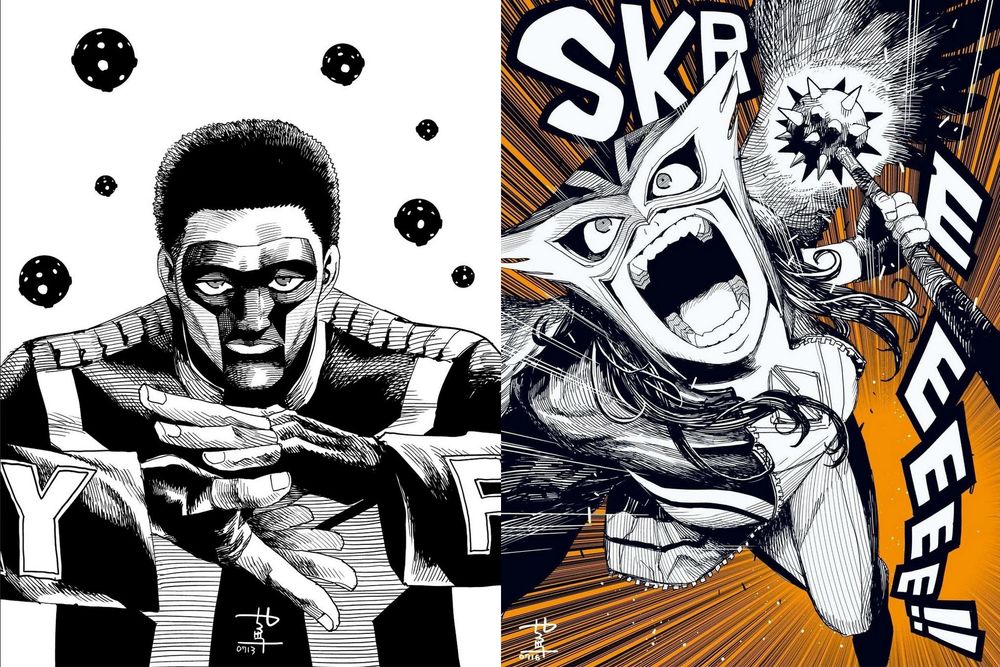Mister Terrific looking cool and Hawkgirl looking SKREEEEE!!