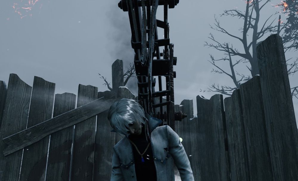 Screenshot of Soma on a hook in the game Dead by Daylight