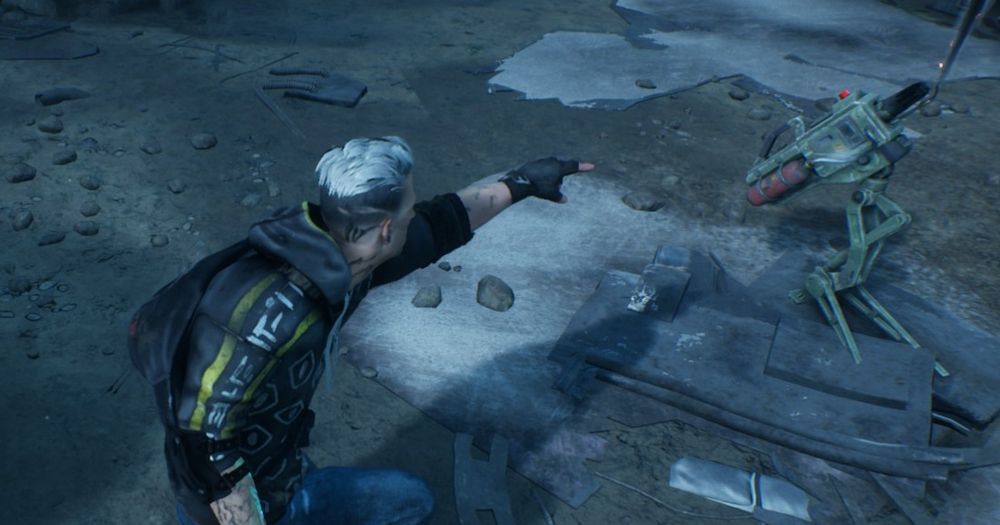 Screenshot of Vittorio pointing to a broken flame turret, unrelated to the post at all, in the game Dead by Daylight