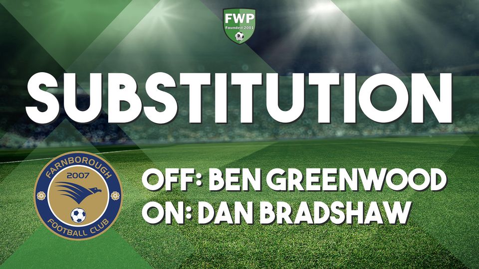 SUB: Dan Bradshaw replaced Ben Greenwood (75')