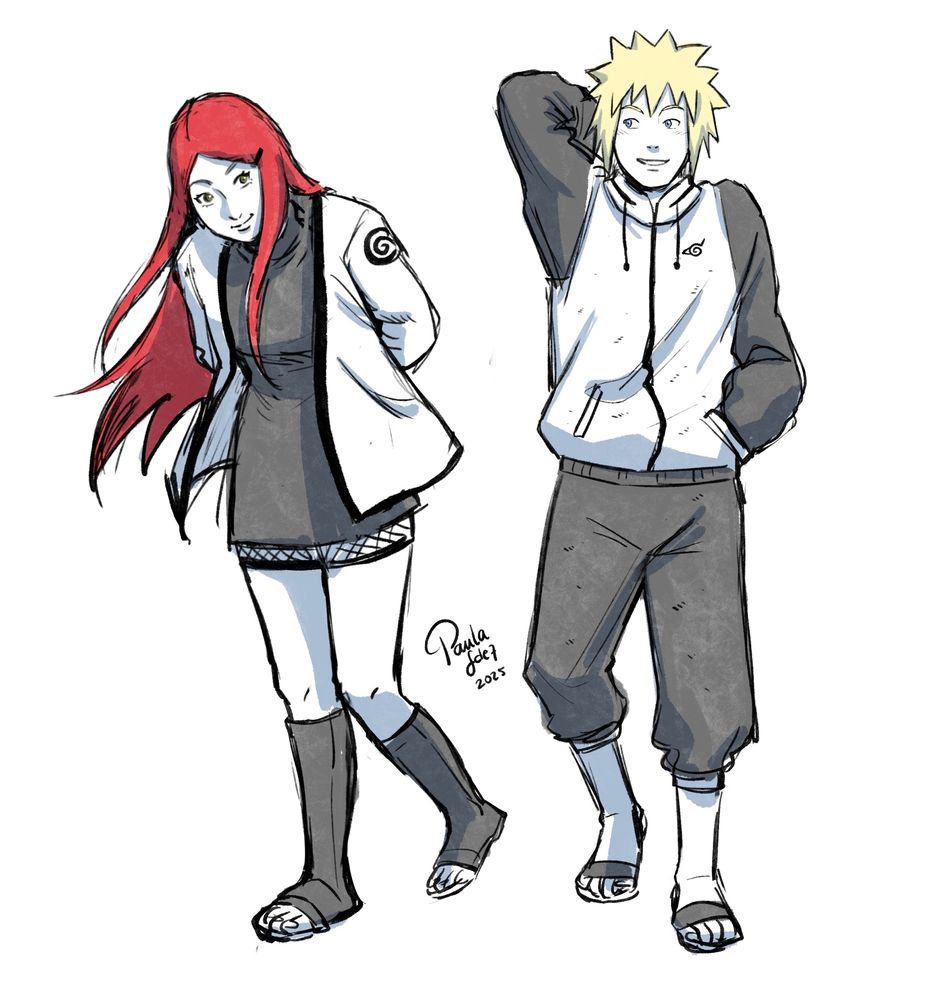 Kushina and Minato looking to each other