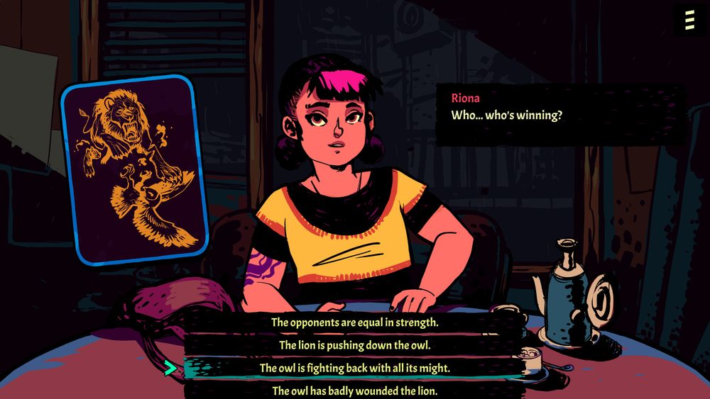 You need to interpret the SoulCard on the left to devine the future for your half-sis Riona.