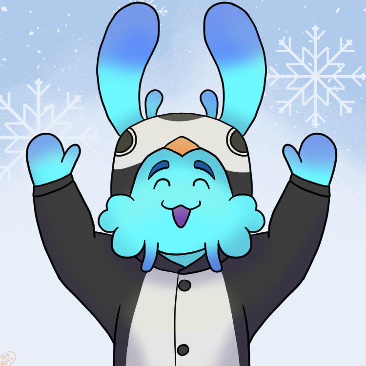 Flufflecraft wearing a penguin onesie