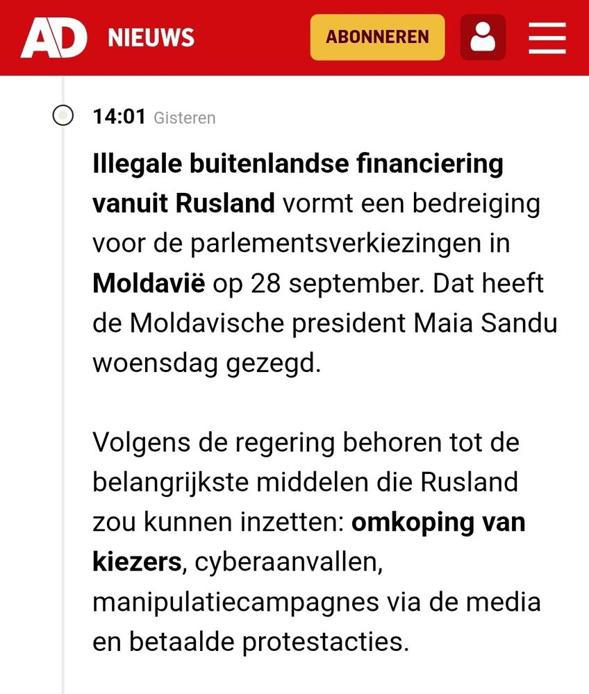 Rusland probeert de verkiezingen in Moldavië te beïnvloeden 