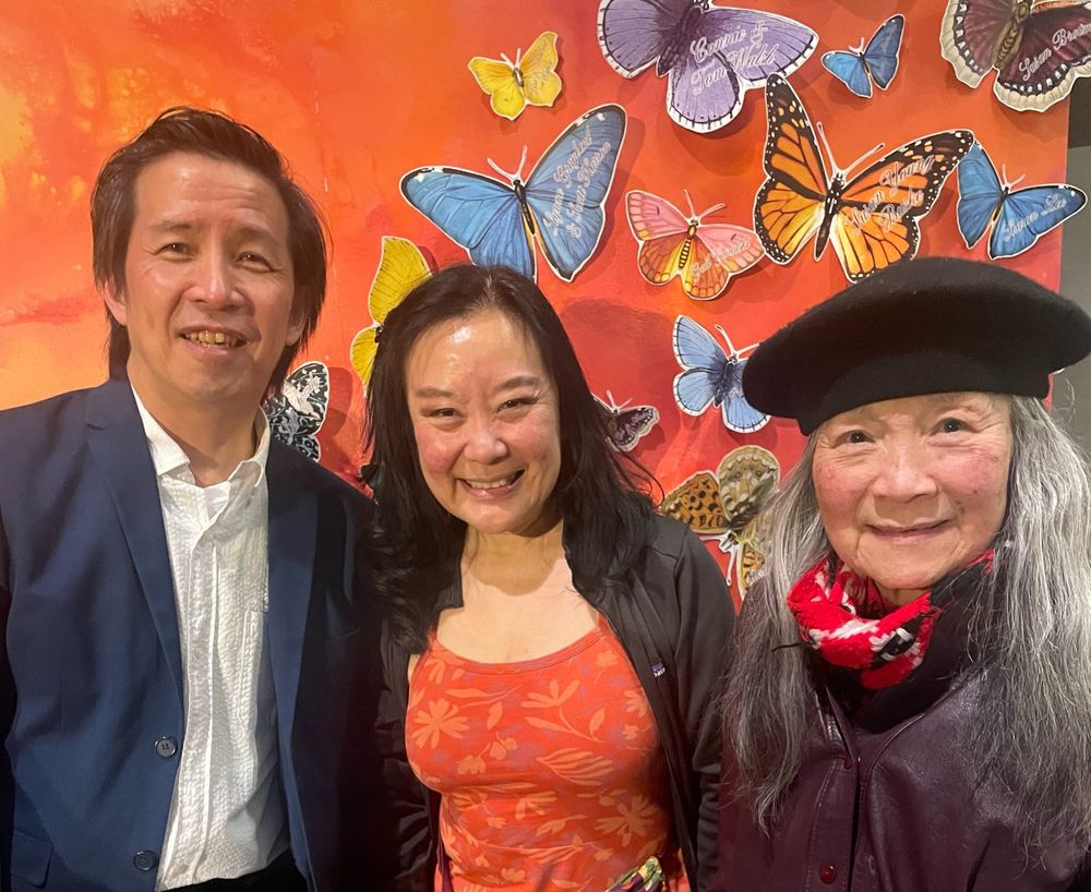 In the  butterfly photo booth Opening Night at McCaw Hall 