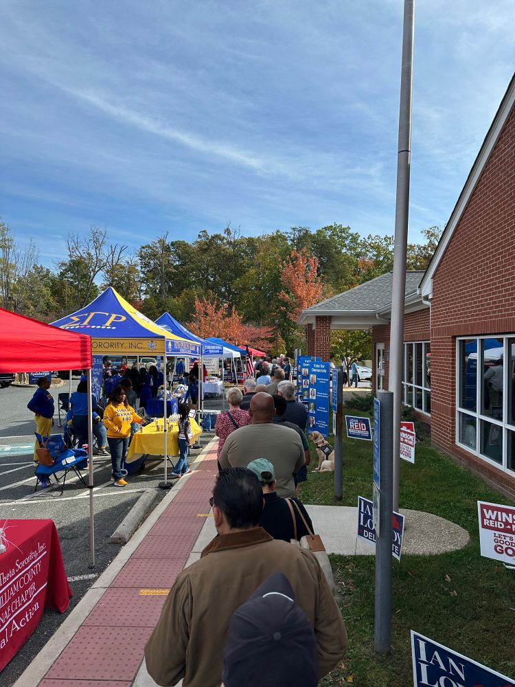 Standing in line to vote.