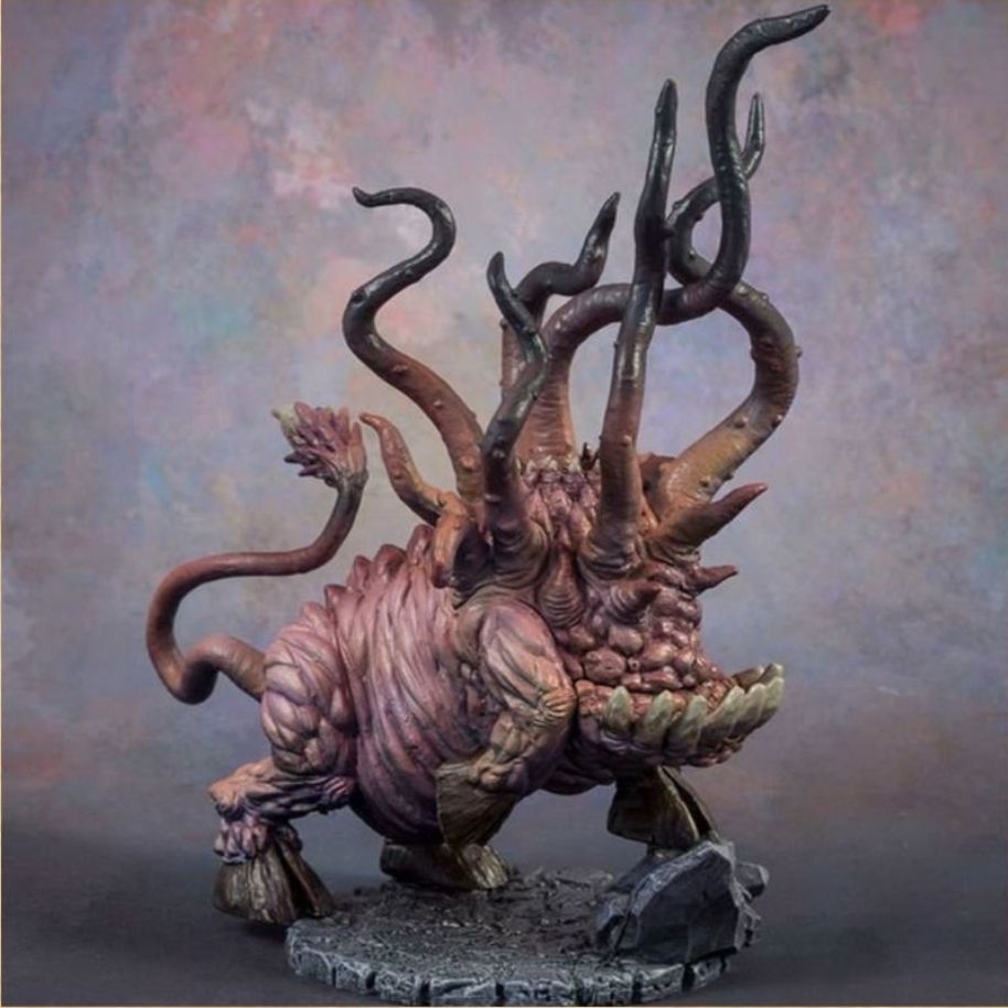 A four-legged, cloven-hoofed, raw-fleshed thing with too many tentacles coming out of her face.