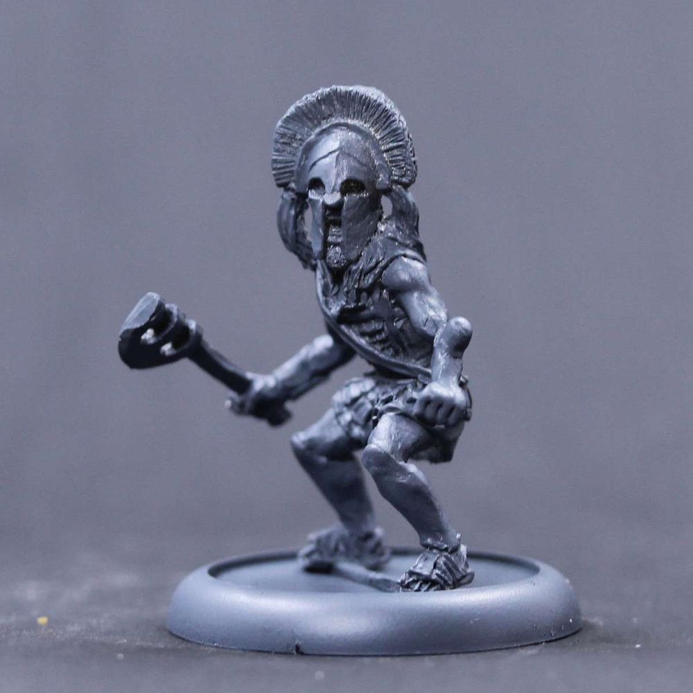 Spartan adventurer with crescent axe.