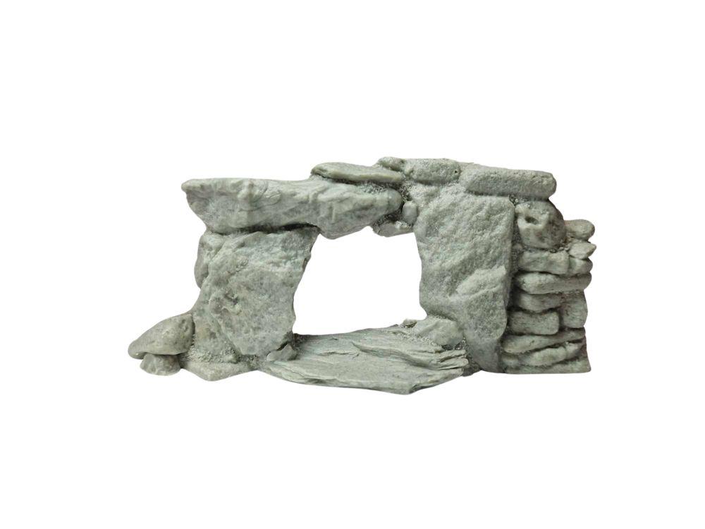 Our large barrow entrance kit - a wide opening between stone pillars designed to be built into a model hillside.