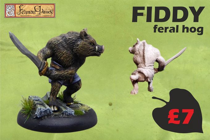 Hog faced beastman model swinging a two-handed scimitar.