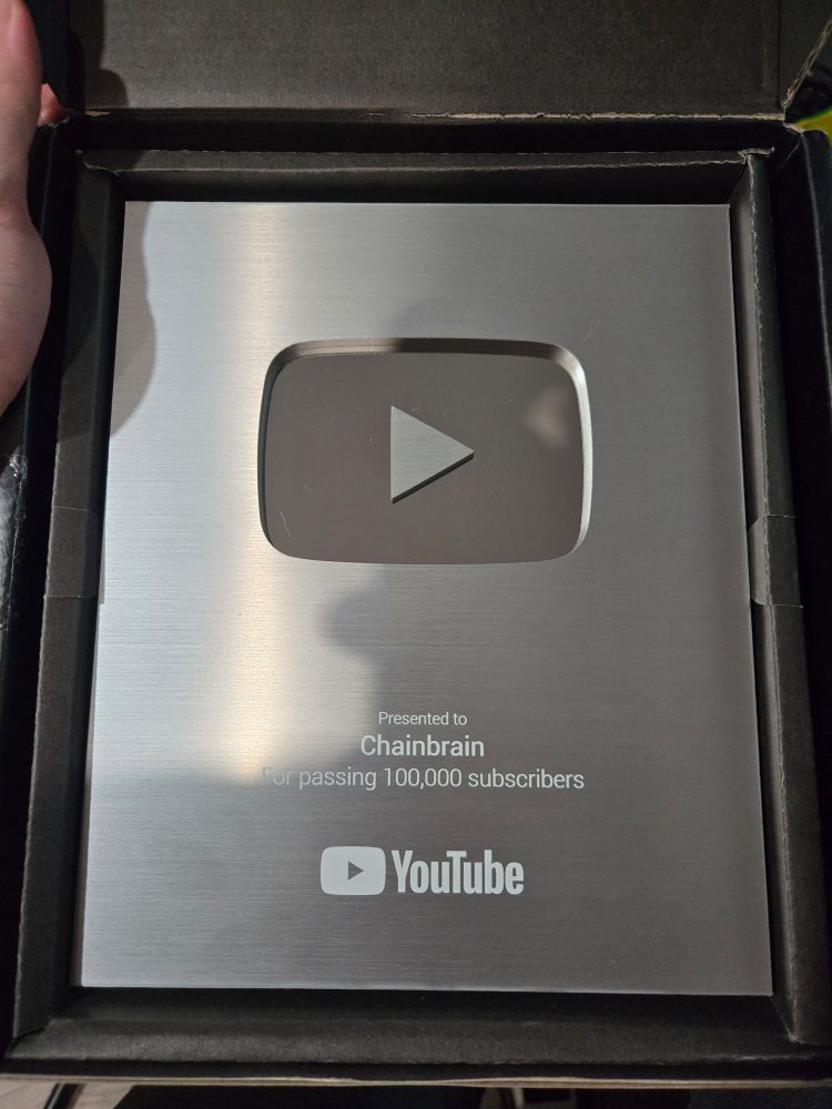 YouTube silver play button for hitting 100k subscribers