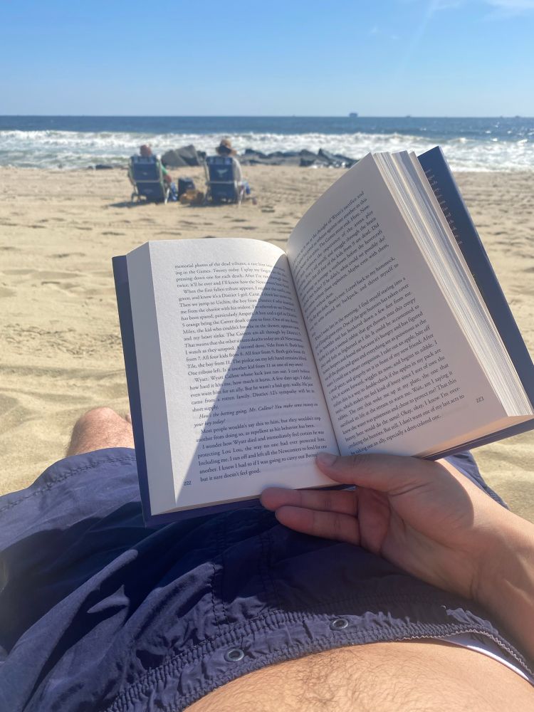 Reading sunrise on the reaping while enjoying the beach in Jersey