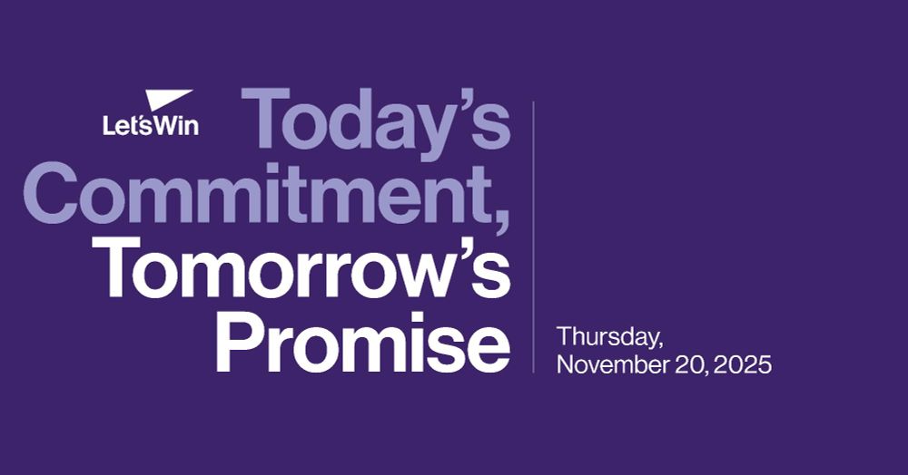 Logo of Let's Win Pancreatic Cancer with the slogan 'Today's Commitment, Tomorrow's Promise' and the date Thursday, November 20, 2025, on a purple background.
