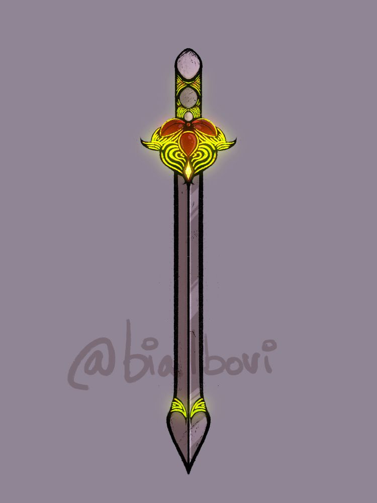 Same sword but wooden ornaments glow with green as well as a tiny crystal in the handle