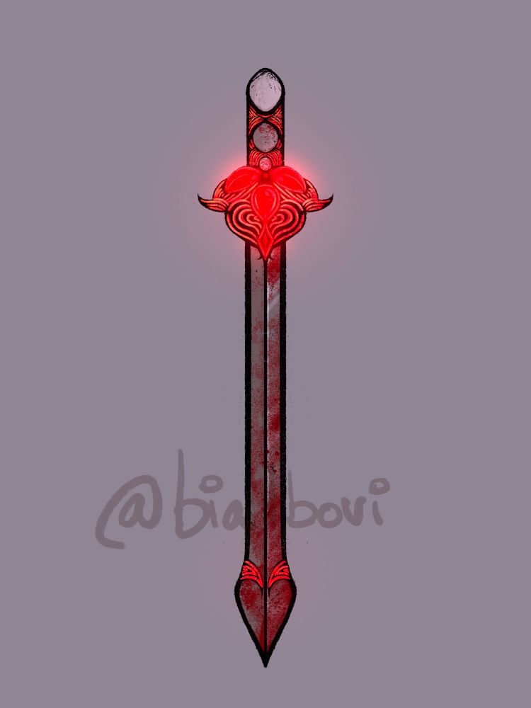 Same sword but the red crystals are glowing as well as the wooden ornaments
