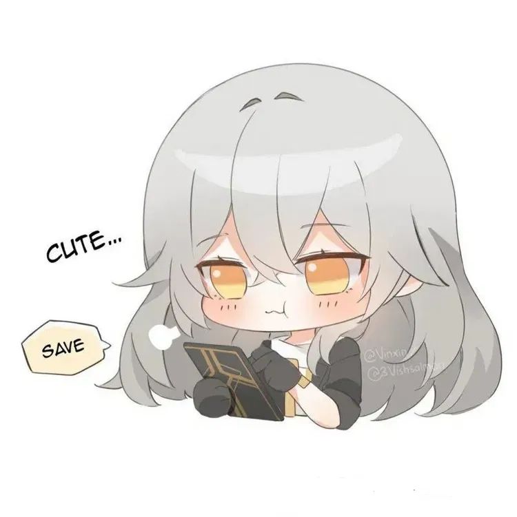 The Trailblazer from Honkai Star Rail saves something on her phone while thinking "Cute..." 