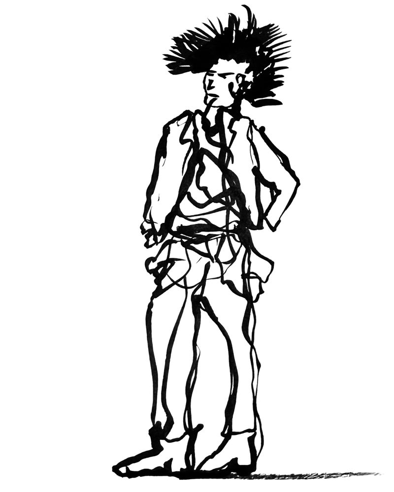 Ink sketch of a punk rocker for the Inktober52 2025 prompt “Punk”. 