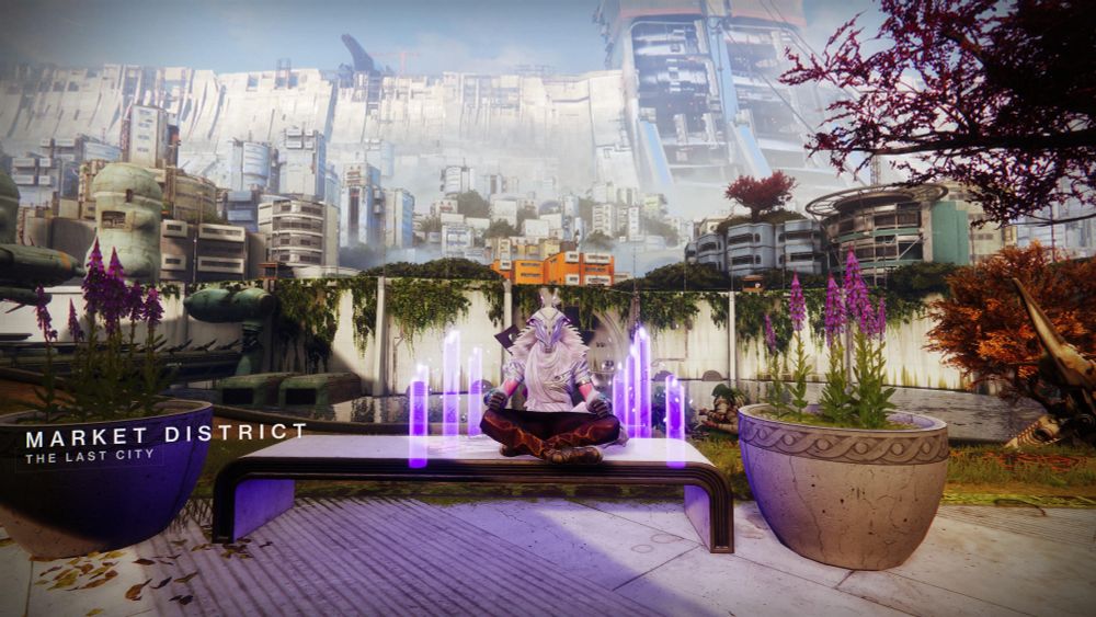 My warlock from Destiny 2 in an outfit that is white on top with chocolate brown pants to look like a cupcke