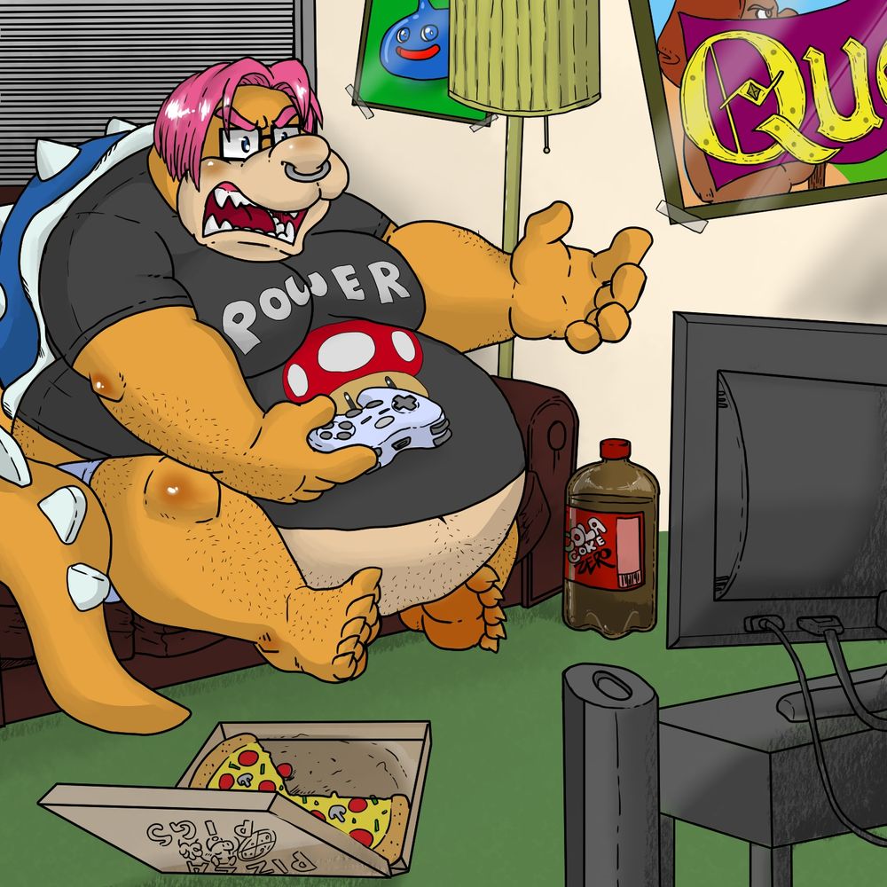Fat koopa man gets mad at video game