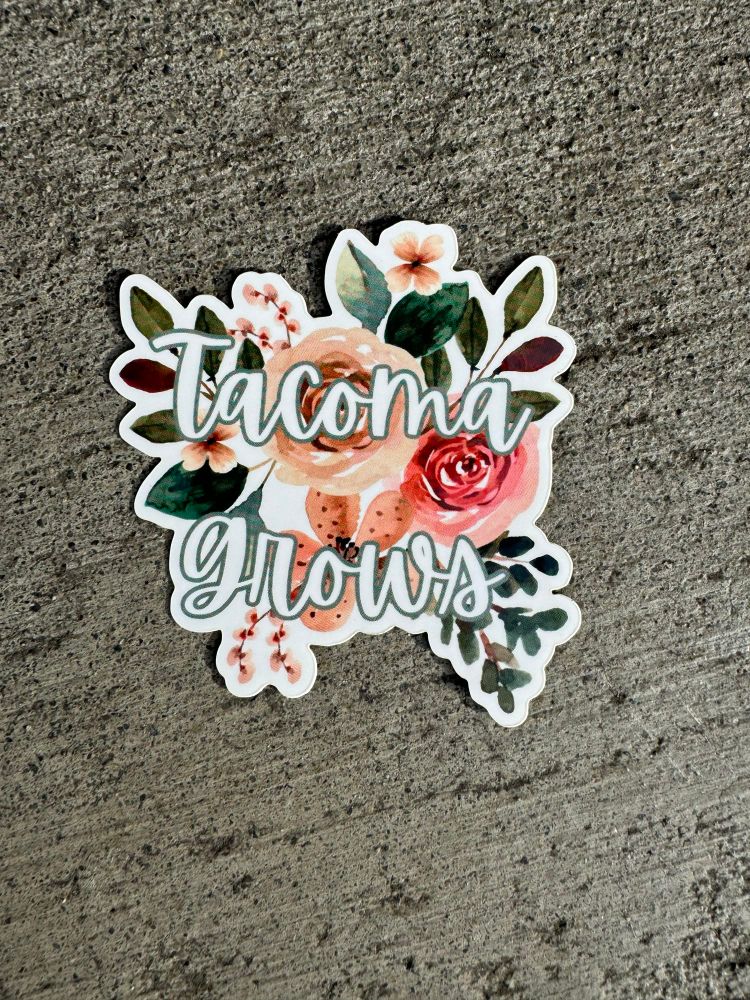 Tacoma grows floral custom sticker