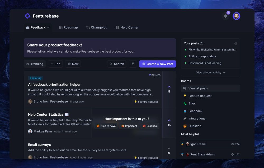Independent products do not need separate development for Changelog, Roadmap, or Feedback.
Directly connect to featurebase, absolutely useful.