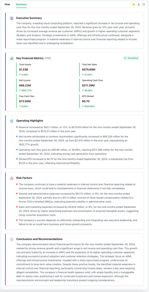 The earnings report summary feature is now available in Chat2Report.

It uses AI to generate structured summaries, optimized for bank and non-bank financial reports🥳. 
#Investing #ValueInvesting #chat2report 