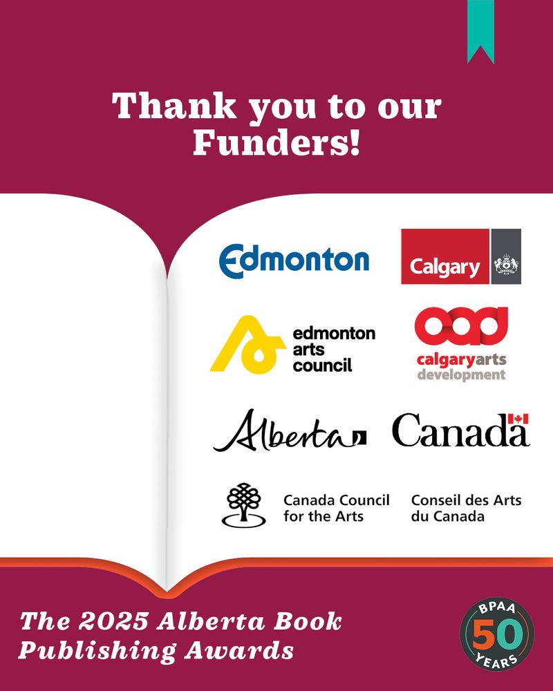 Title: "Thank you to our funders!" Includes logos from City of Edmonton, City of Calgary, Edmonton Arts Council, Calgary Arts Development, Government of Alberta, Government of Canada, and Canada Council for the Arts.