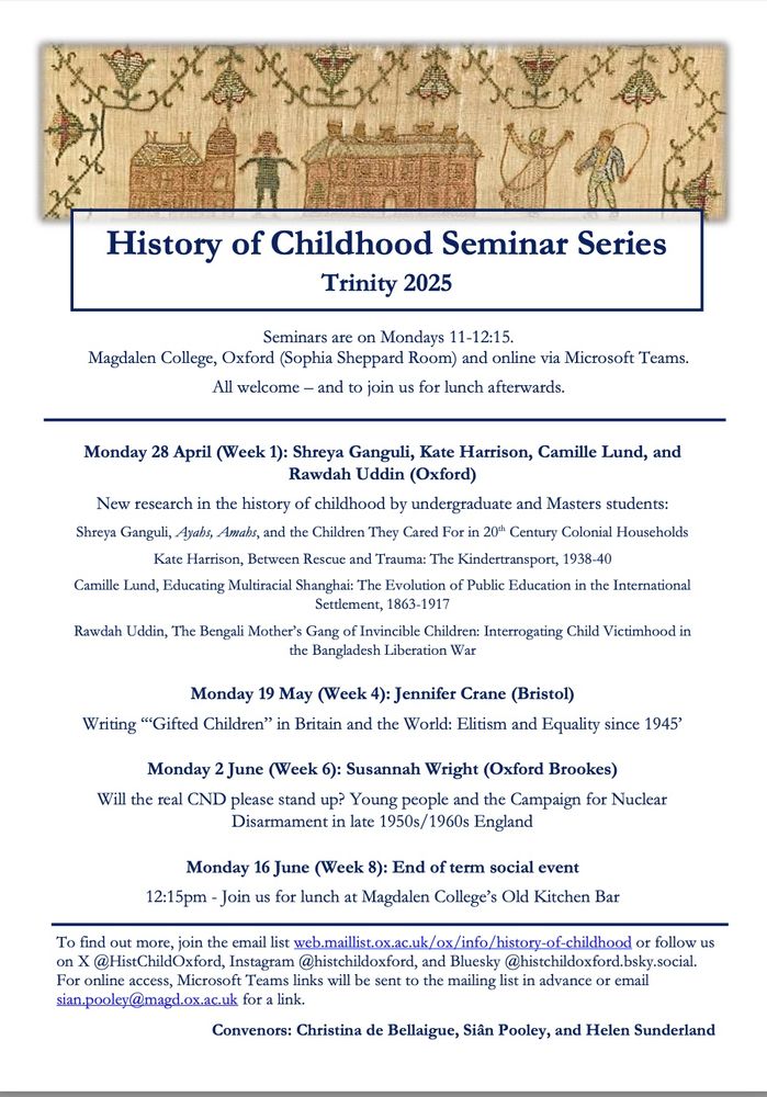 Seminar programme for the term: seminars on Mondays 11-12.15 in person at Magdalen College and online via Teams. 
