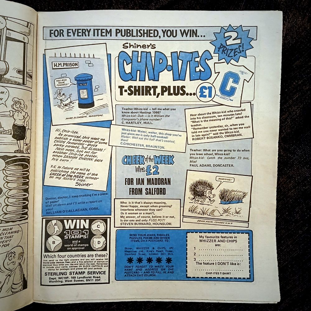 Intro page of the Chips section of Whizzer and Chips comic from 16th May 1981.