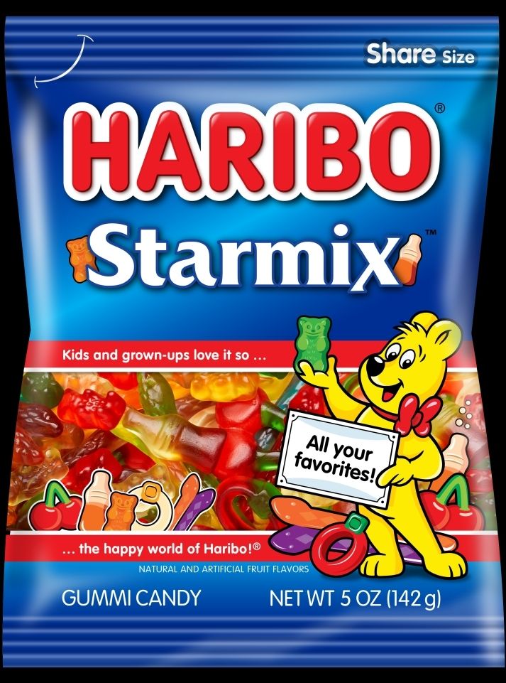 A "Share Size" bag of Haribo Starmix