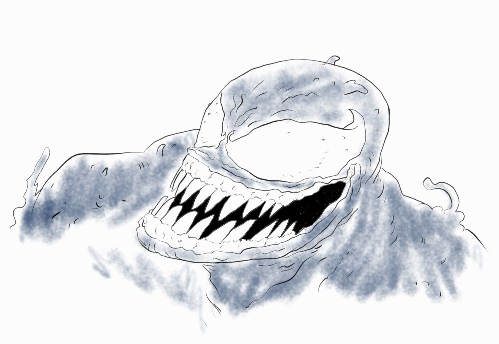 Digital drawing of generic Venom headshot showing lots of teeth.