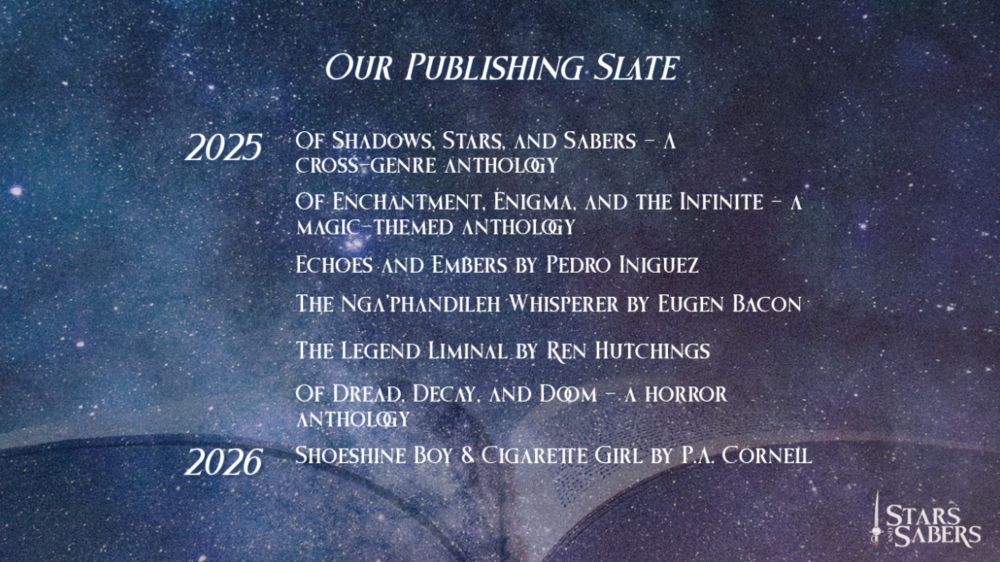 Our Publishing Slate – Stars and Sabers