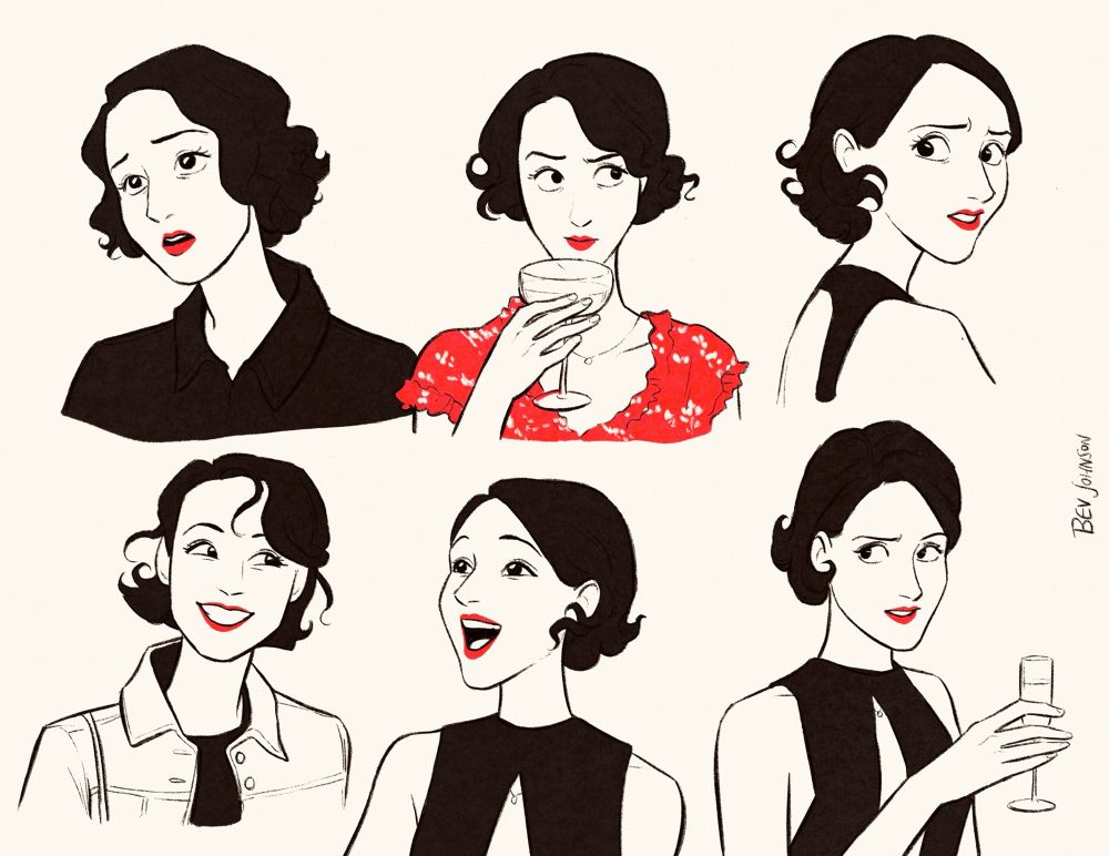 digital art: a bunch of portraits of fleabag from fleabag 
