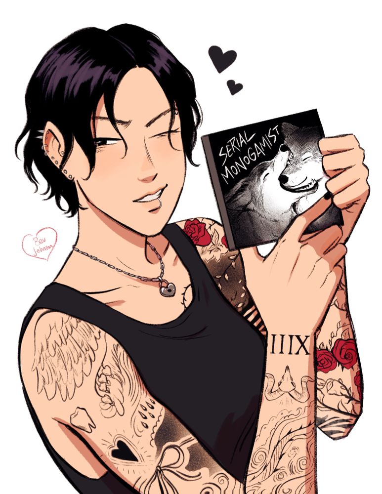 Ro holding up a “Serial Monogamist” CD 