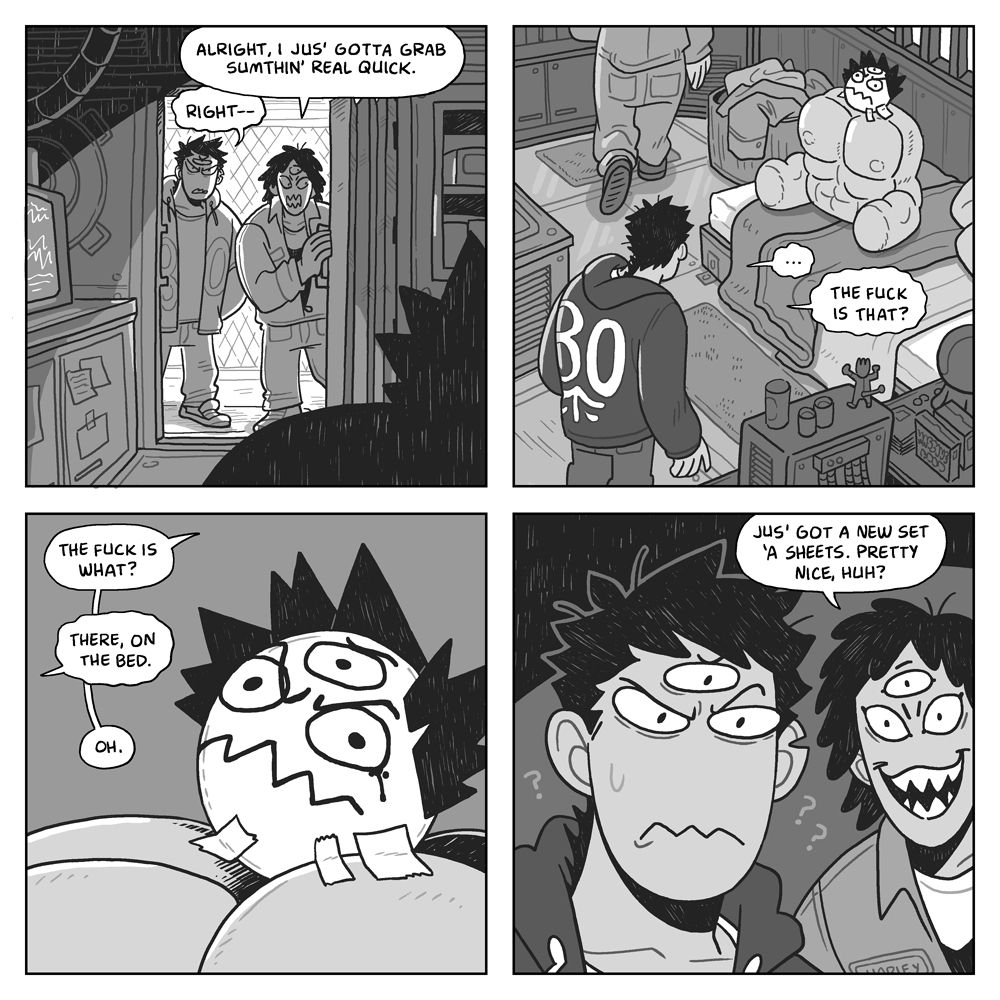 Andy has no idea what's going on. Another new Triclops. His name is Harley. 