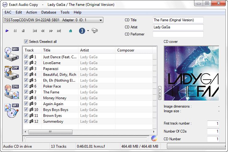 a screenshot of Exact Audio Copy, a program that's been around for a quarter century which is used to rip CD audio to WAV files in the highest possible quality and then convert those files to MP3 or other audio formats of the user's choice