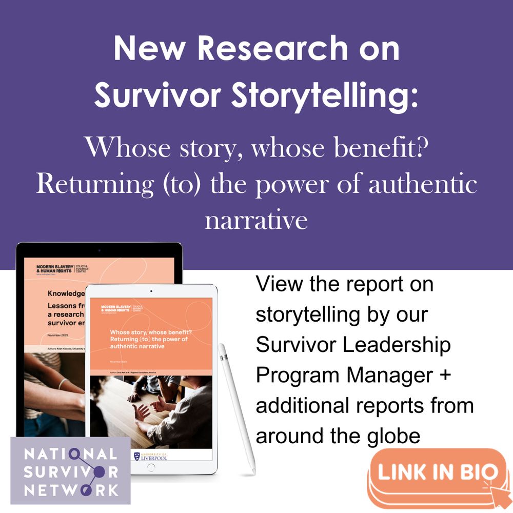 New Research on Survivor Storytelling: View the report on storytelling by our  Survivor Leadership Program Manager + additional reports from around the globe. Link in bio.