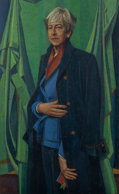 Painted portrait of theresa may