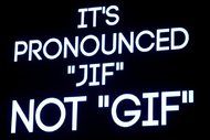 A slide from Steve Wilhite the creator of the Graphics Interchange Format, reading `It's pronounced "Jif" not "gif"`