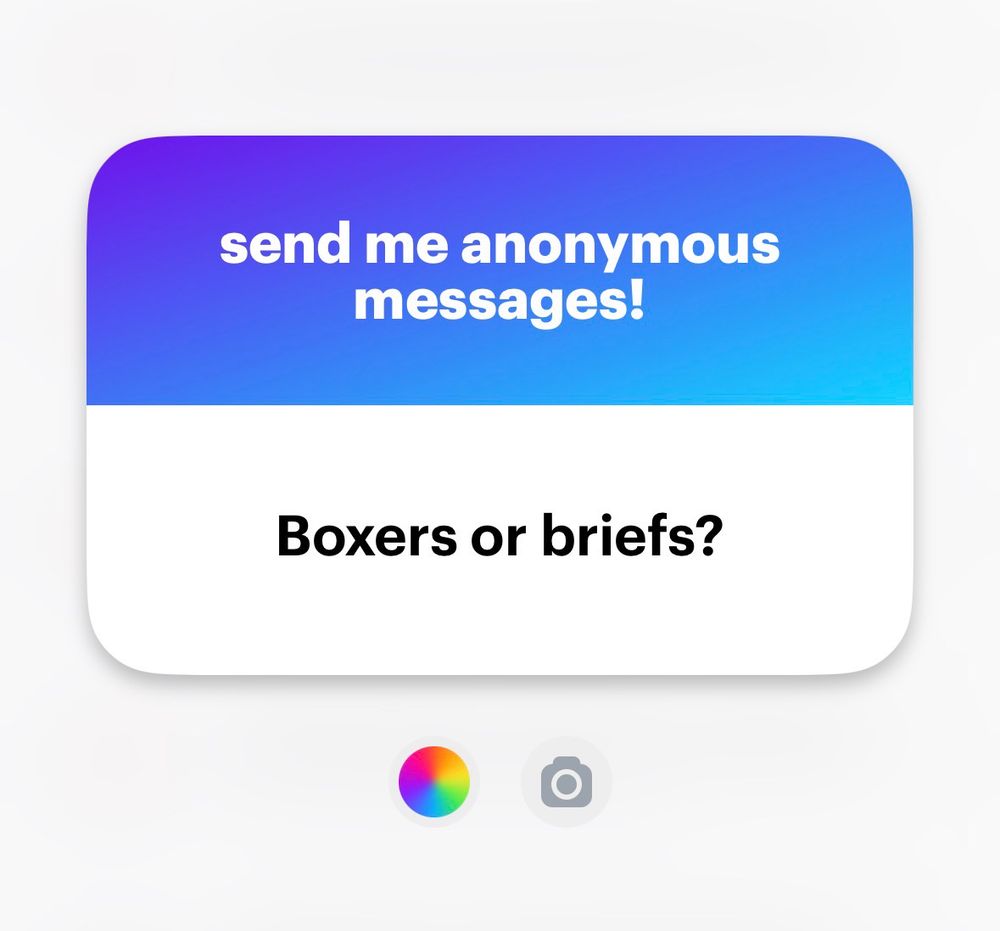 Screenshot of an NGL post that reads: boxers or briefs?