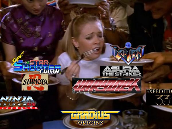 From the TV show, Sabrina the Witch, where several people are overwhelming her by all serving pancakes at the same time. 
In this edited pic, all the pancakes are covered up by game logos signifying releases in 2025.