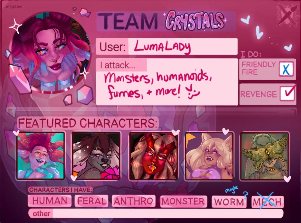 Art fight ref sheet- team crystals 