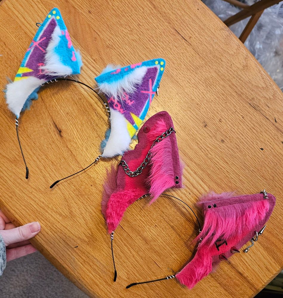Jinx and Vi inspired faux fur ears